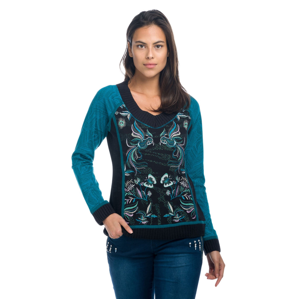 Camiseta Mujer Manga Larga Escote Pico Estampada – Koroshi 1822ML24