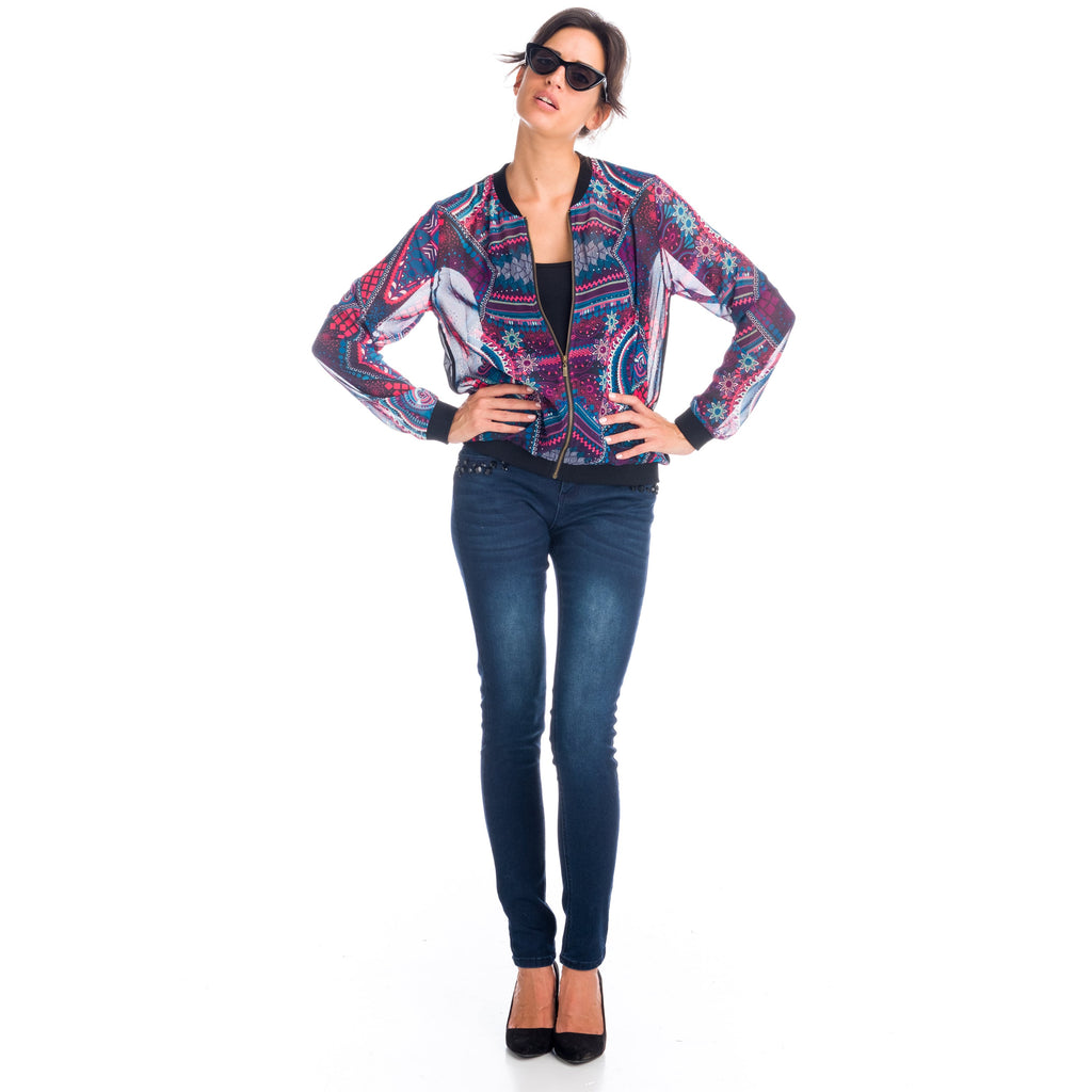 Pantalón Vaquero Mujer Regular Elástico con Pedrería – Koroshi Azul Oscuro