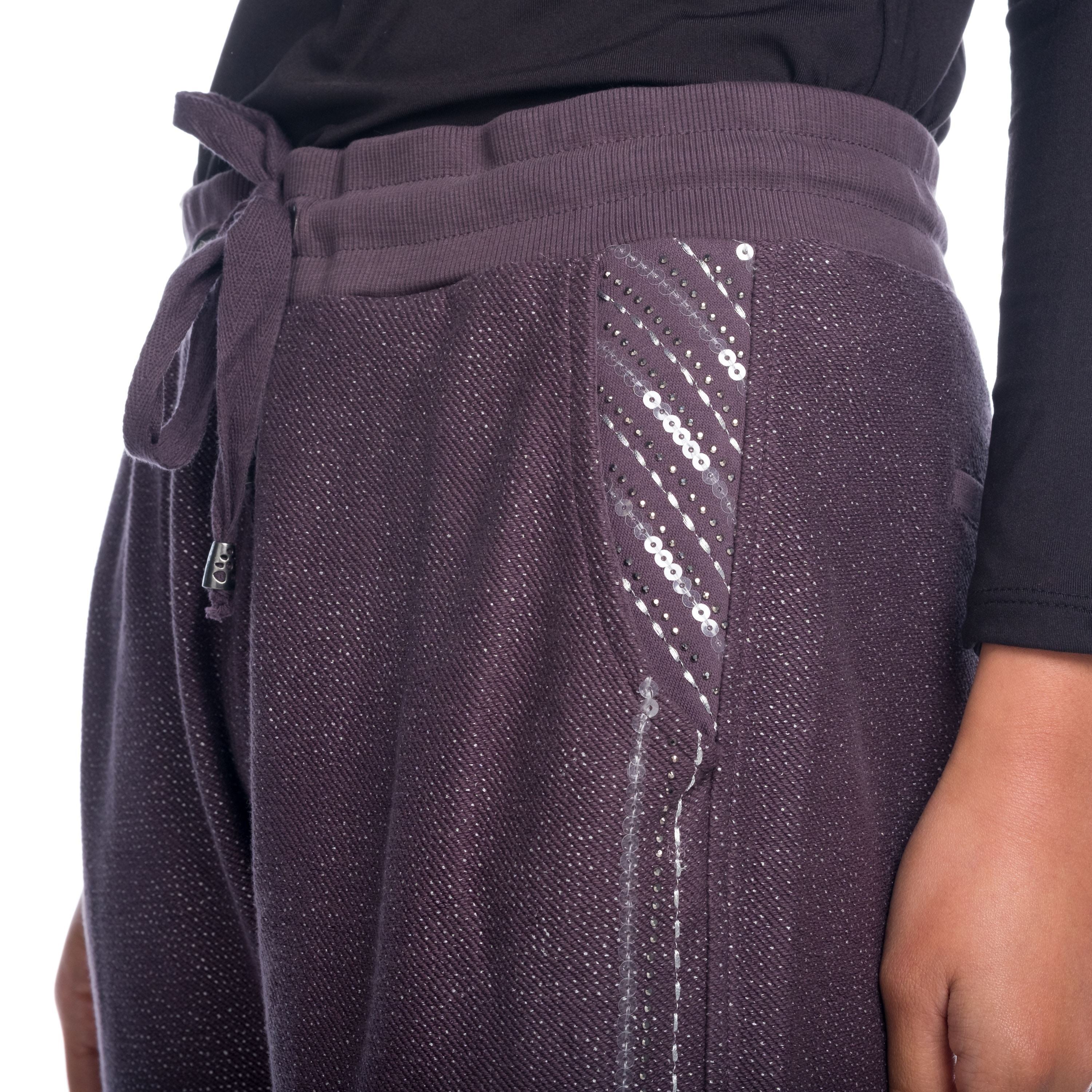 Pantalón Jogger Mujer con Lentejuelas Laterales – Koroshi Gris