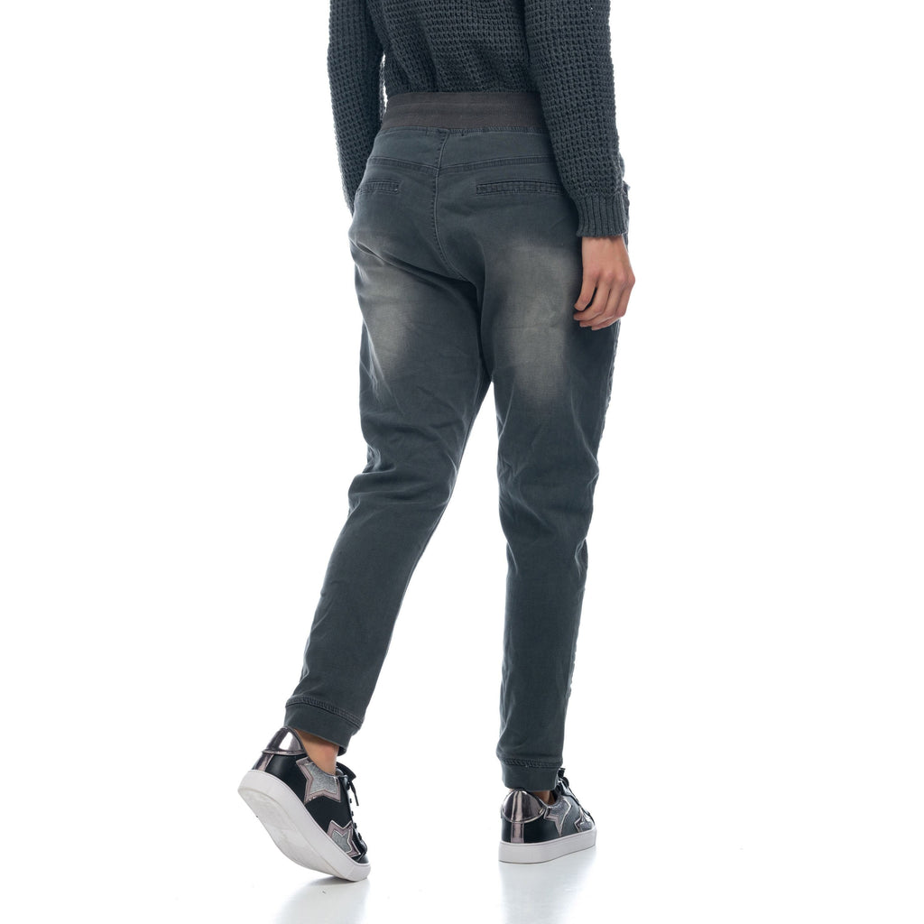 Pantalón Jogger Denim Mujer Banda Bordada – Koroshi Gris