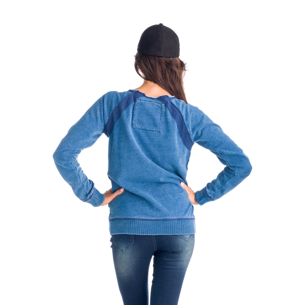 Chaqueta Sudadera Denim Mujer con Cremallera – Koroshi Azul Medio