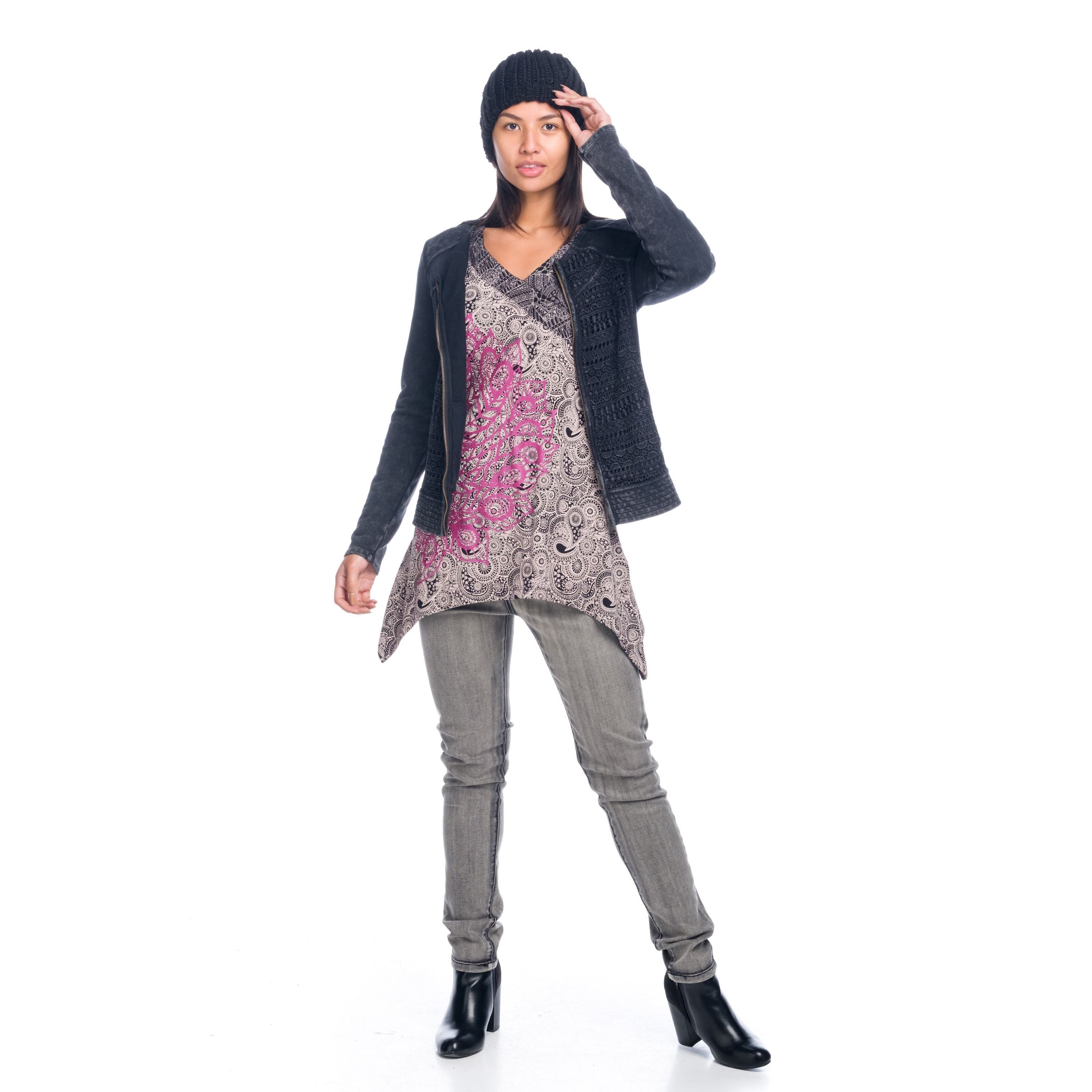 Chaqueta Sudadera Mujer Efecto Lavado con Cremallera – Koroshi 1822SU02