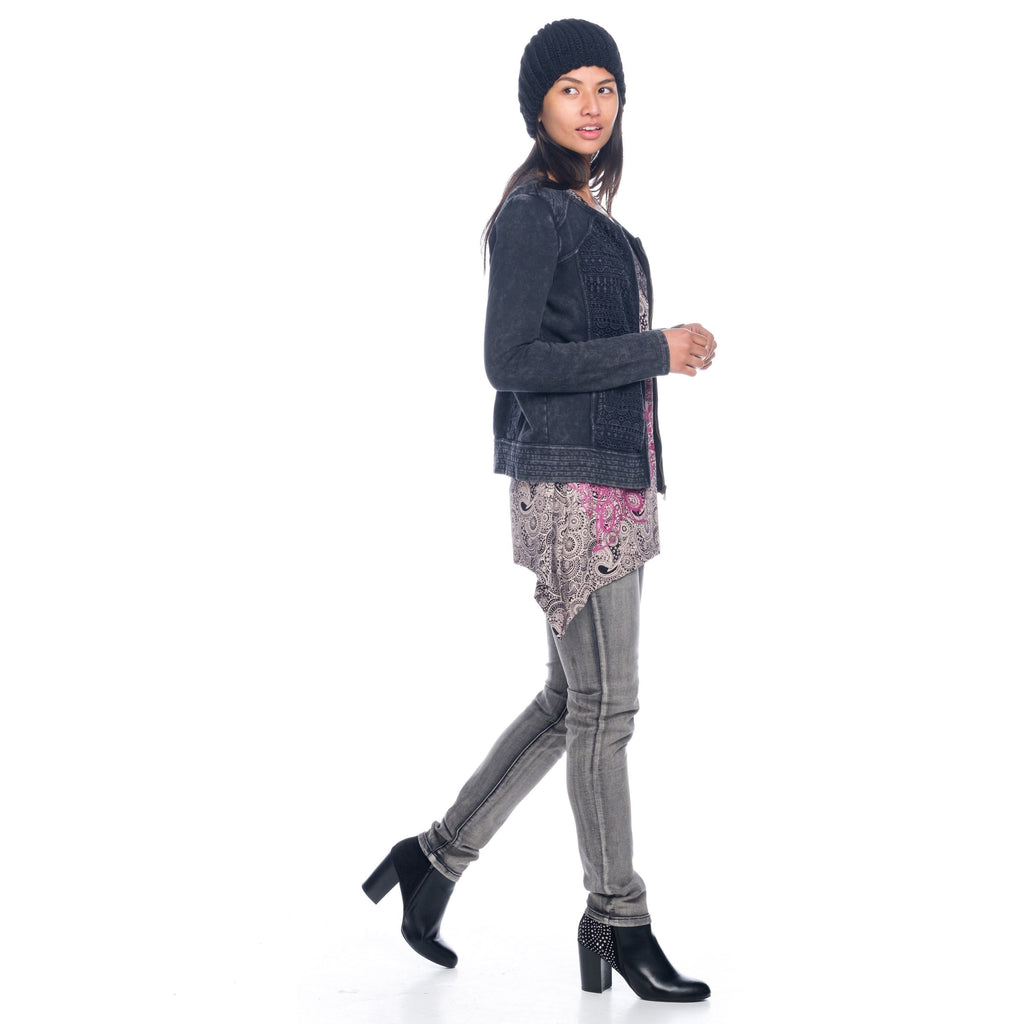 Chaqueta Sudadera Mujer Efecto Lavado con Cremallera – Koroshi 1822SU02