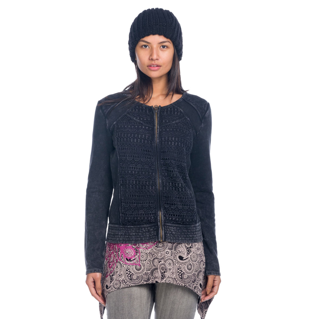 Chaqueta Sudadera Mujer Efecto Lavado con Cremallera – Koroshi 1822SU02