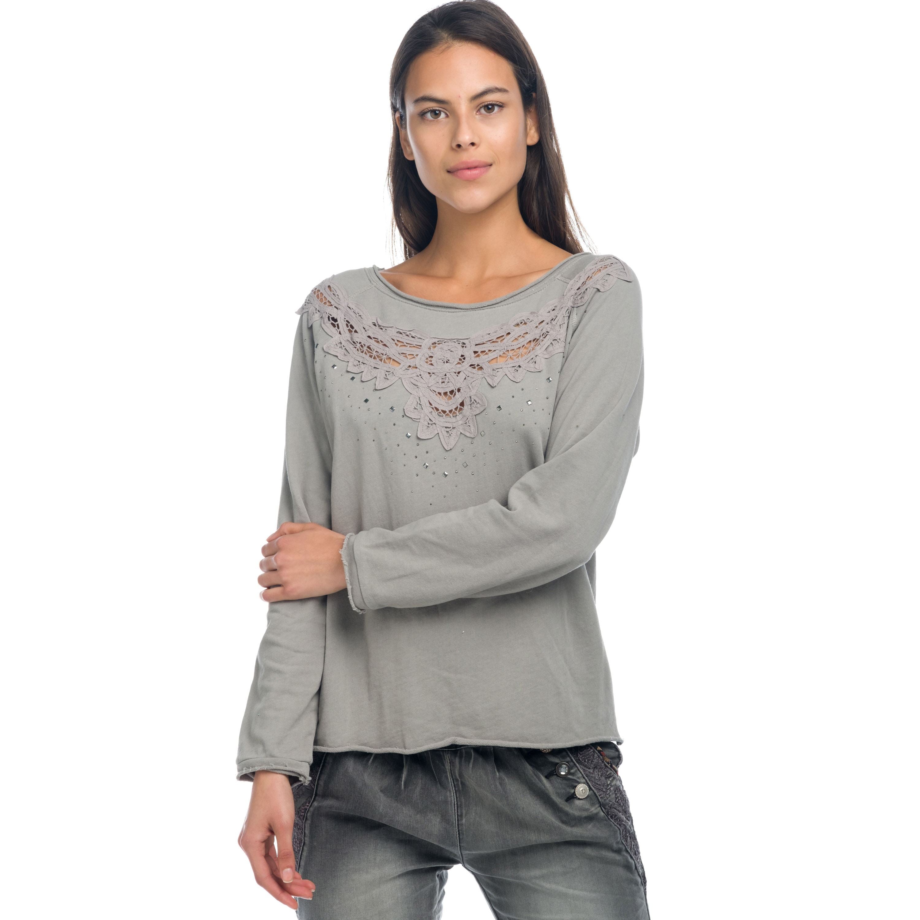 Sudadera Mujer con Encaje y Tachuelas – Koroshi 1822SU03