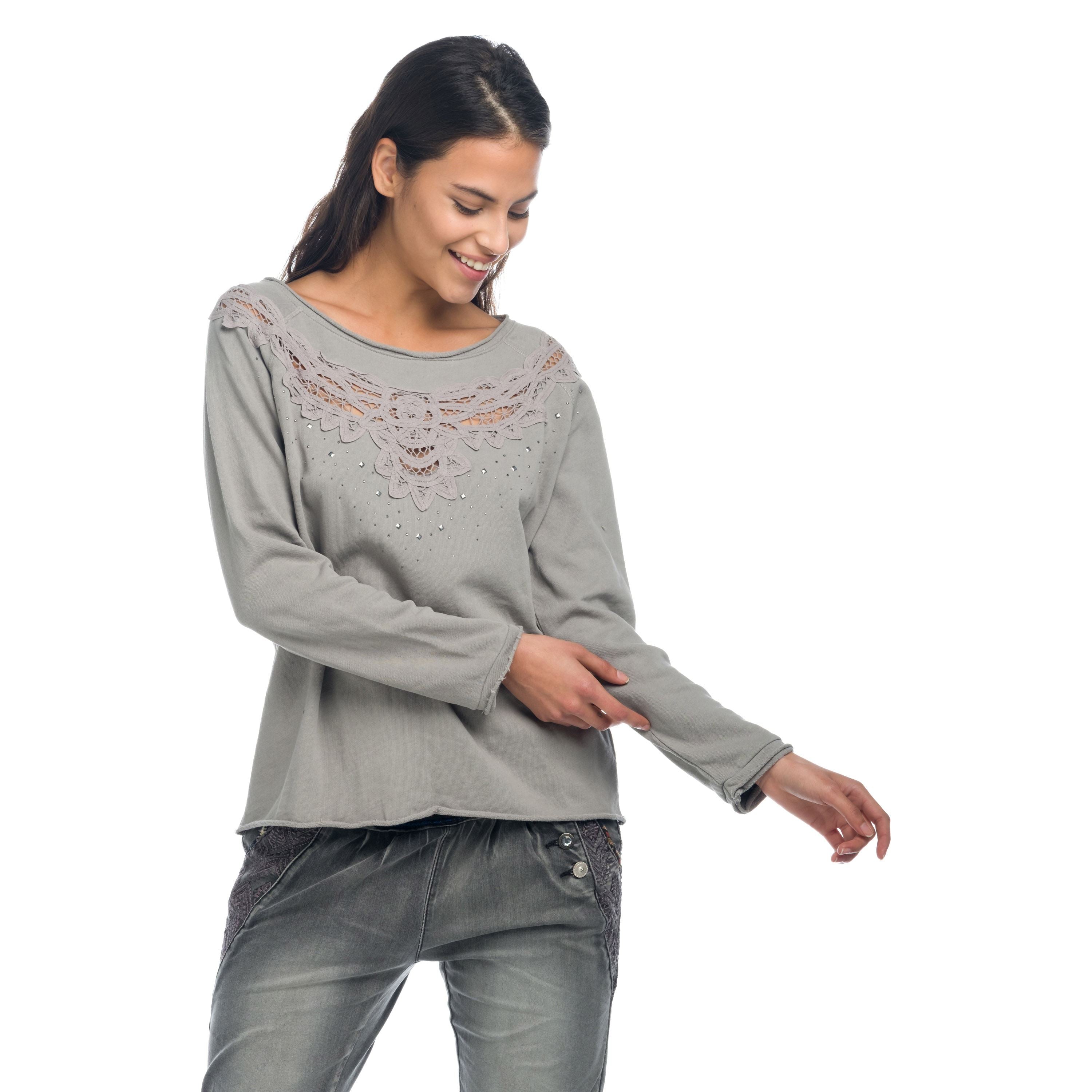 Sudadera Mujer con Encaje y Tachuelas – Koroshi 1822SU03