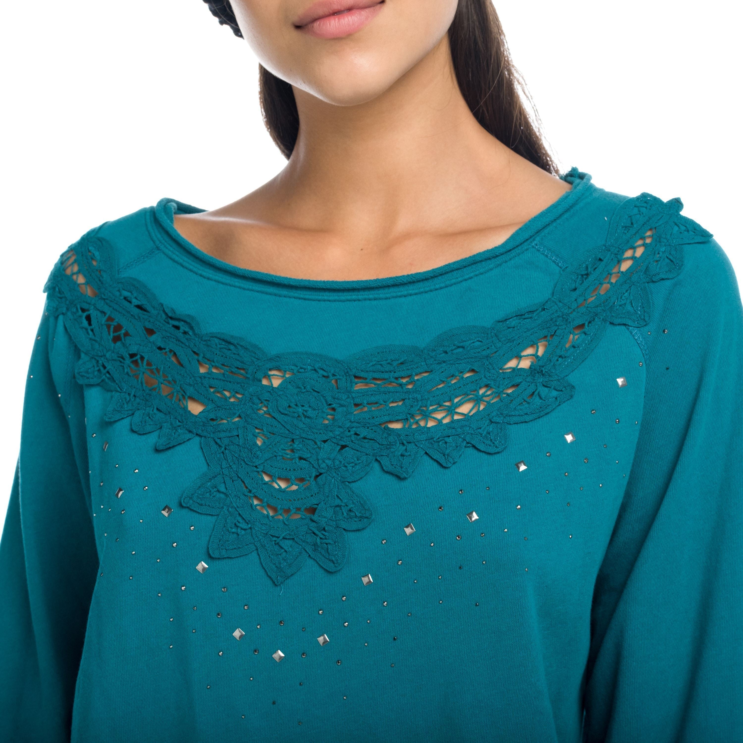 Sudadera Mujer con Encaje y Tachuelas – Koroshi 1822SU03