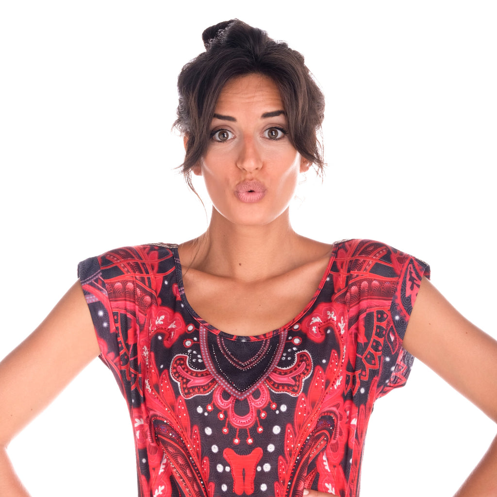 Top Estampado Mujer Manga Casquillo Fruncido Lateral – Koroshi 1822TP06