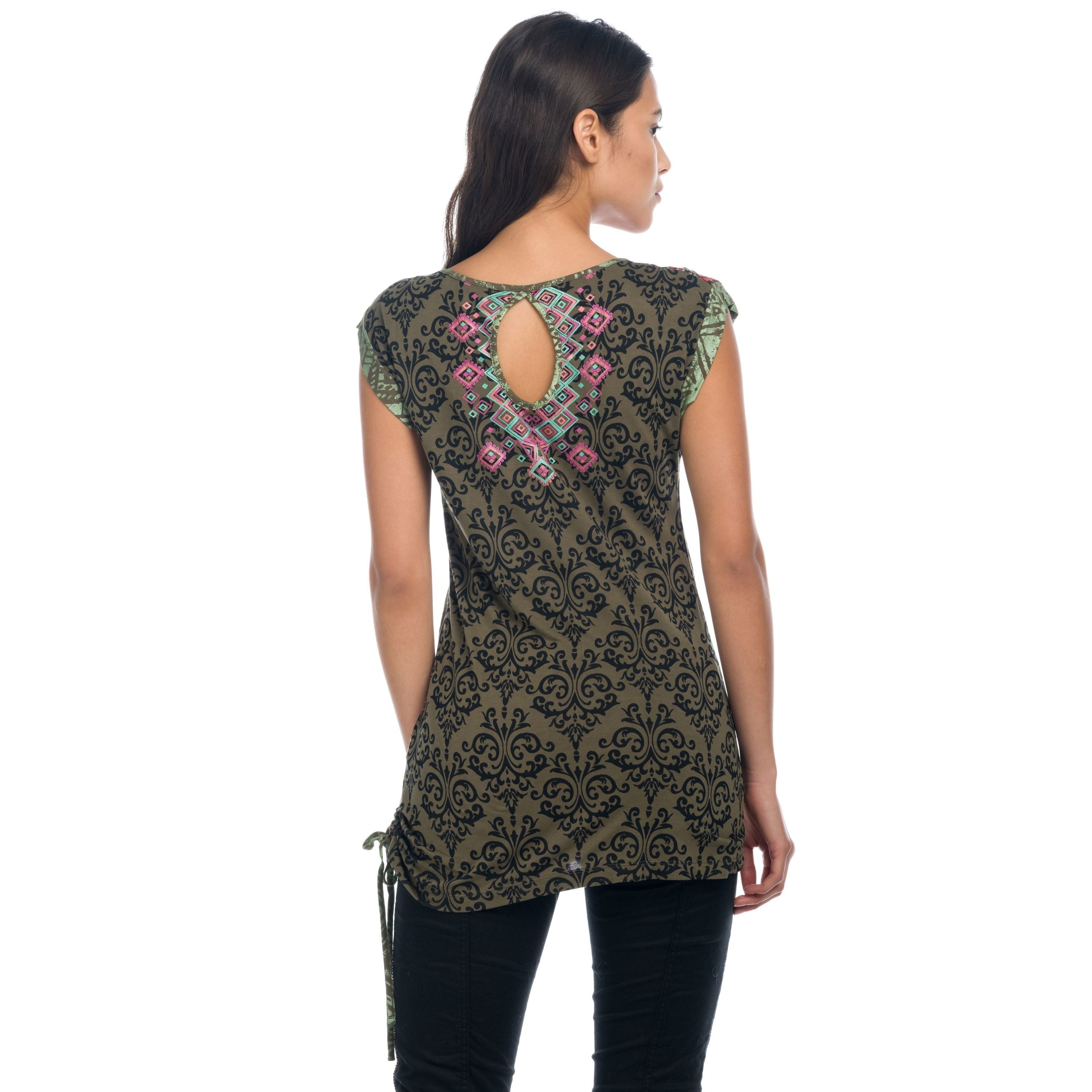 Top Estampado Mujer Largo con Nudo Lateral – Koroshi 1822TP07