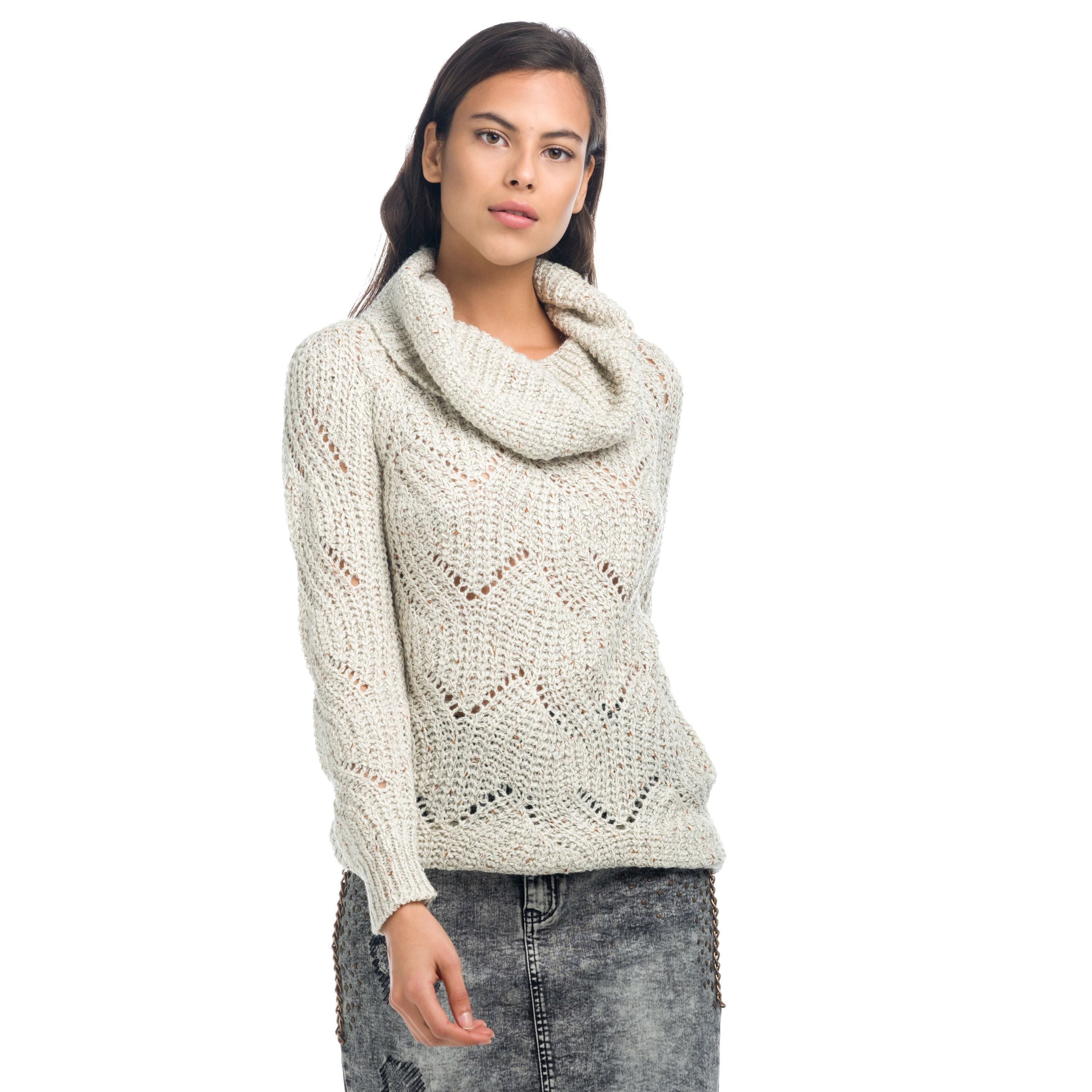 Jersey Mujer Punto Calado Cuello Vuelto – Koroshi Crudo