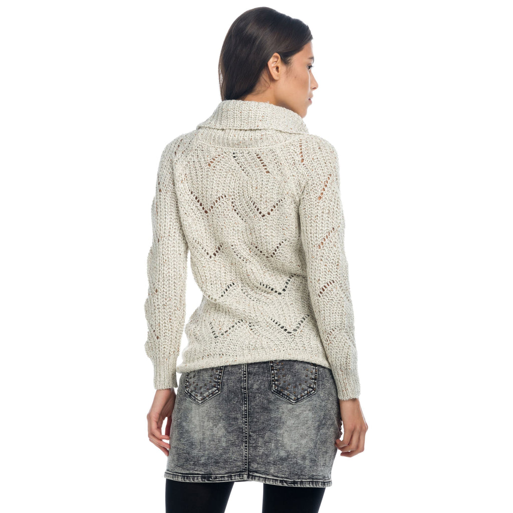 Jersey Mujer Punto Calado Cuello Vuelto – Koroshi Crudo