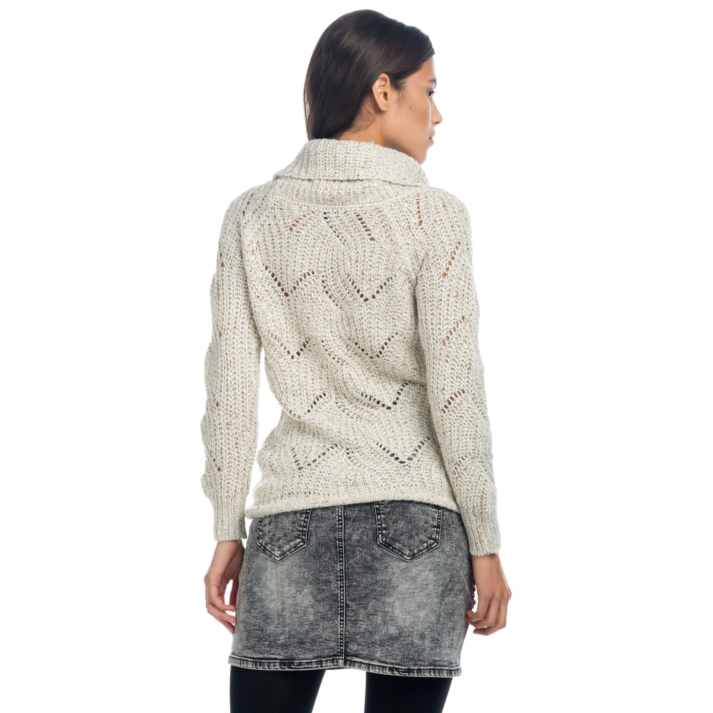 Jersey Mujer Punto Calado Cuello Vuelto – Koroshi Crudo