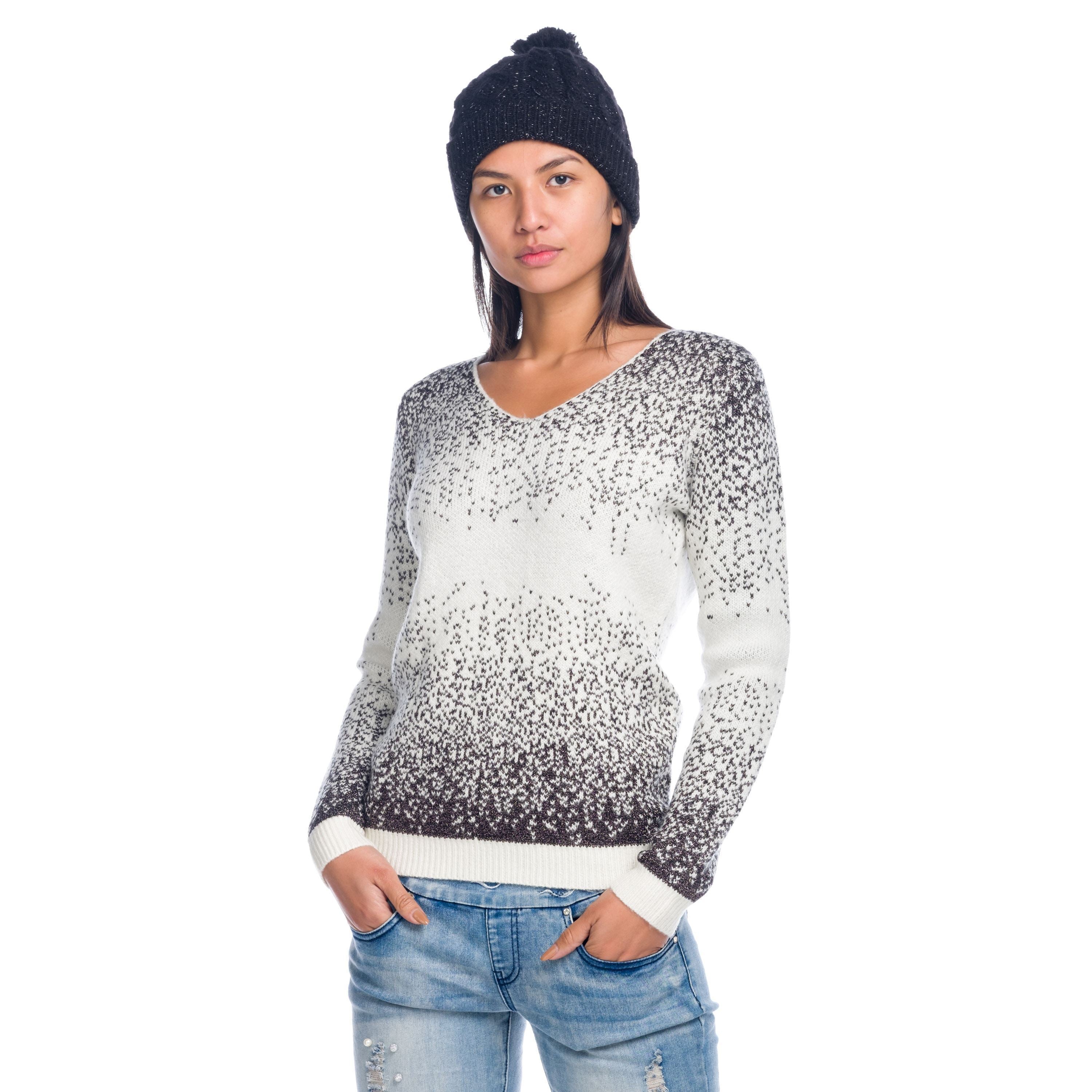 Jersey Mujer Punto Jaspeado Cuello Pico – Koroshi 1822TR05