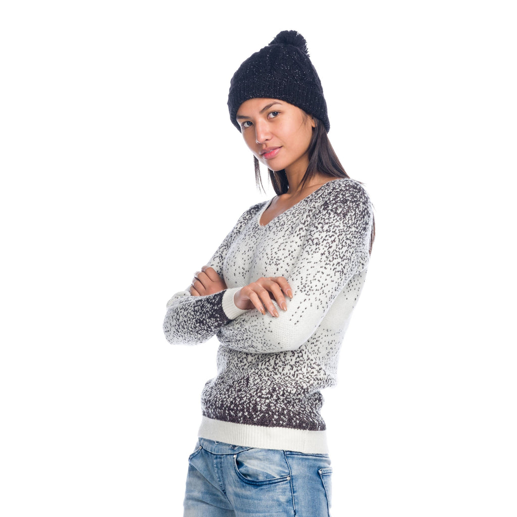 Jersey Mujer Punto Jaspeado Cuello Pico – Koroshi 1822TR05