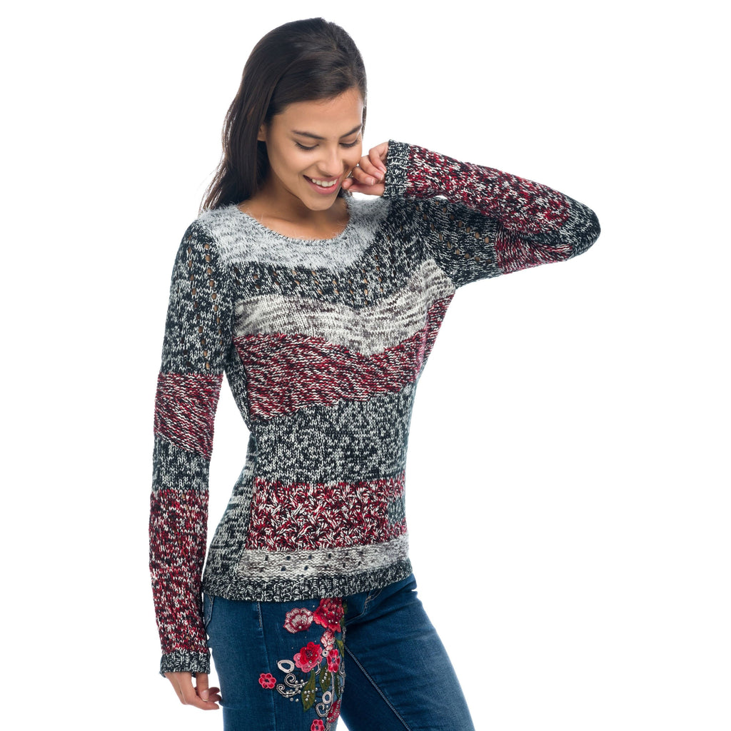 Jersey Mujer Punto a Rayas Cuello Redondo – Koroshi 1822TR16