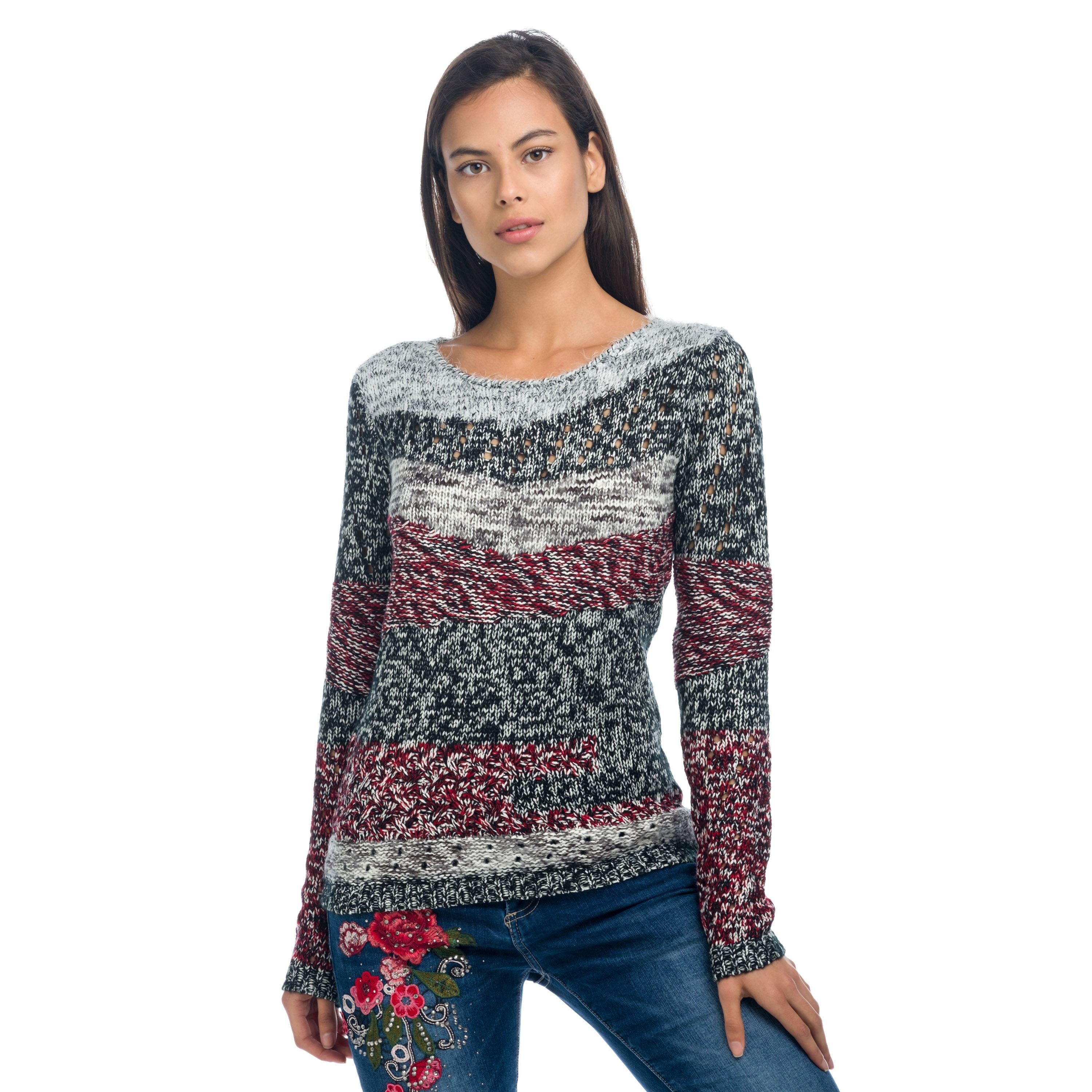 Jersey Mujer Punto a Rayas Cuello Redondo – Koroshi 1822TR16