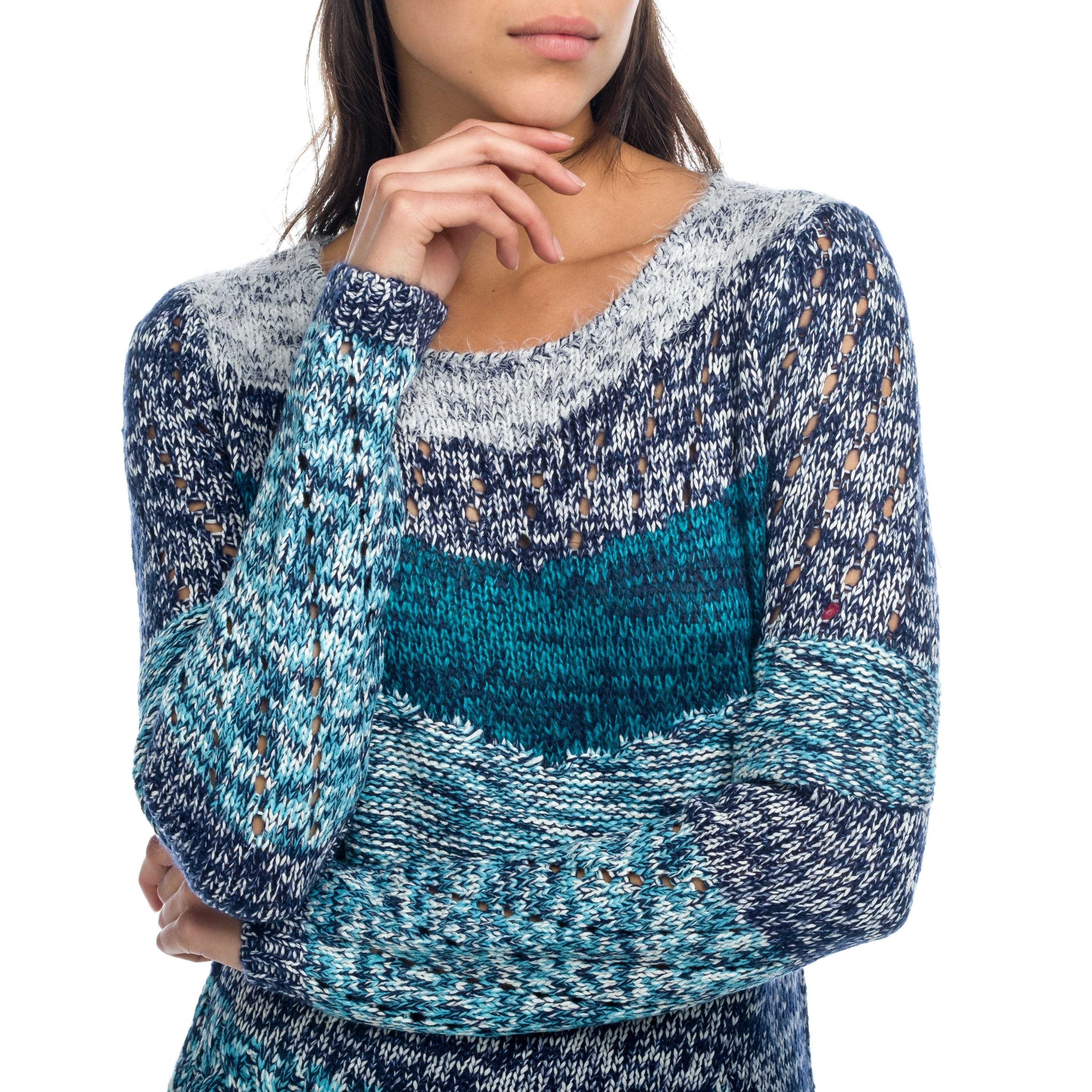 Jersey Mujer Punto a Rayas Cuello Redondo – Koroshi 1822TR16