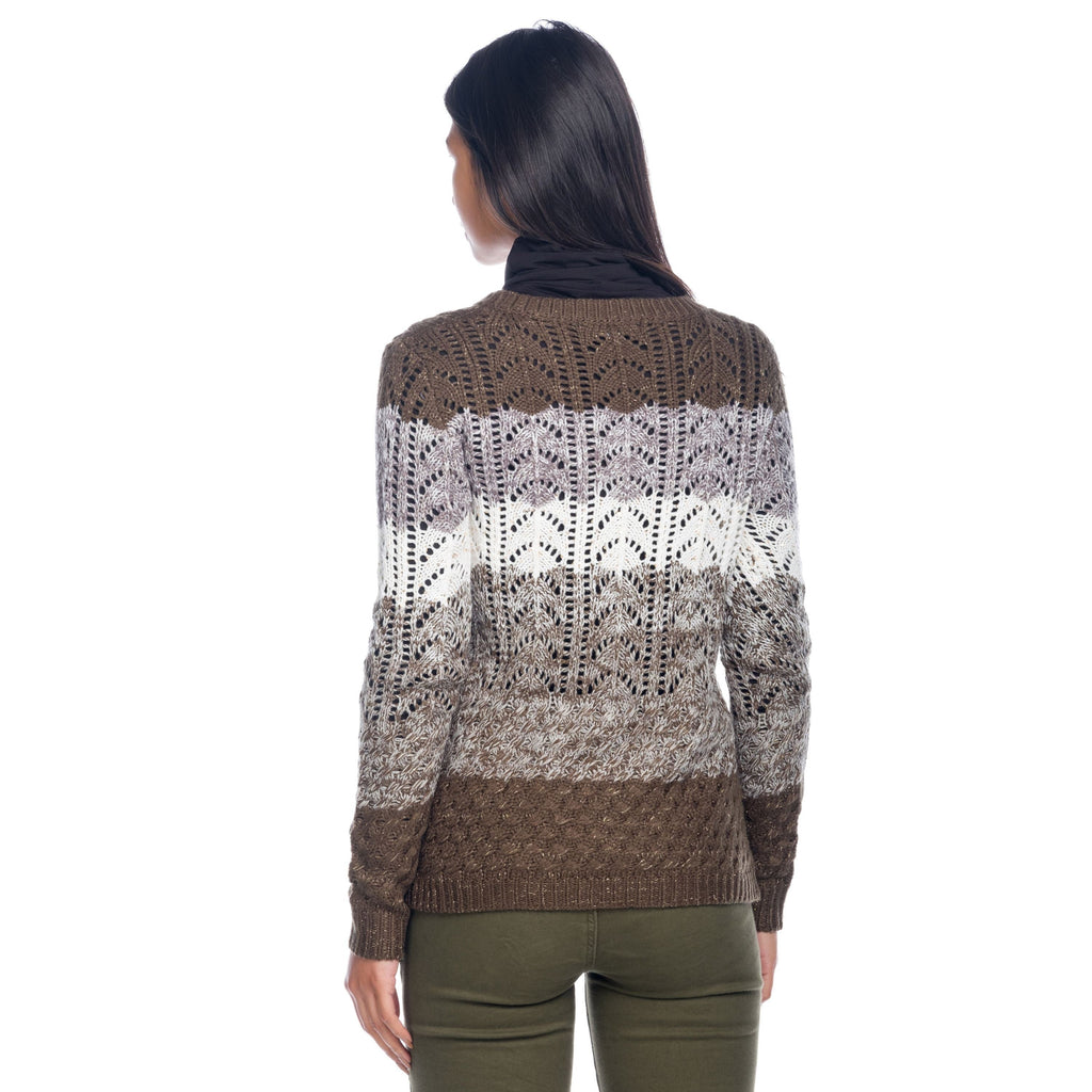 Jersey Mujer Punto Calado a Franjas Cuello Redondo – Koroshi 1822TR18