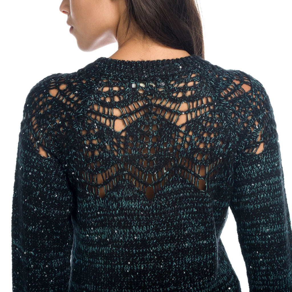 Jersey de Punto Mujer Cuello Pico Mandala y Lentejuelas – Koroshi 1822TR26