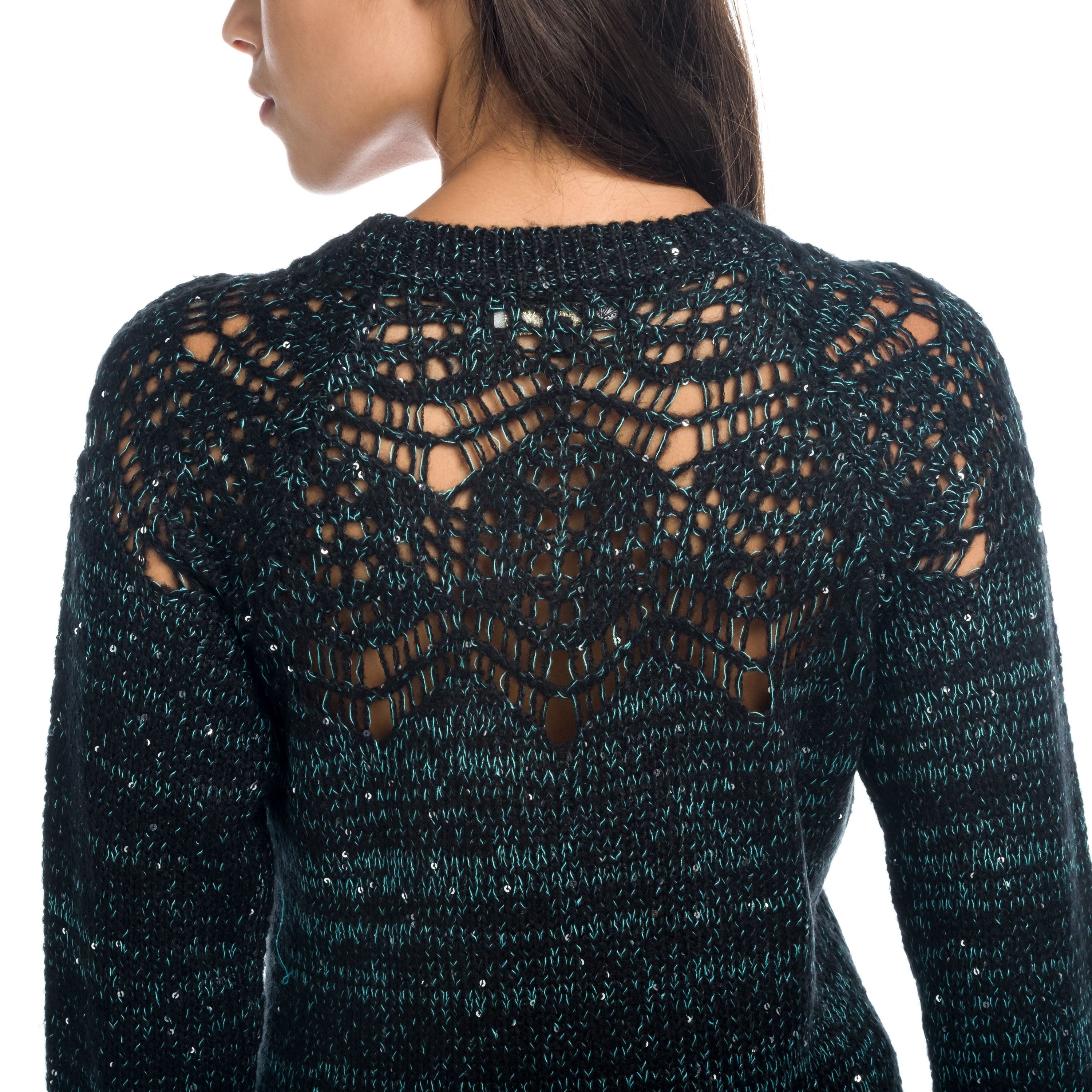Jersey de Punto Mujer Cuello Pico Mandala y Lentejuelas – Koroshi 1822TR26
