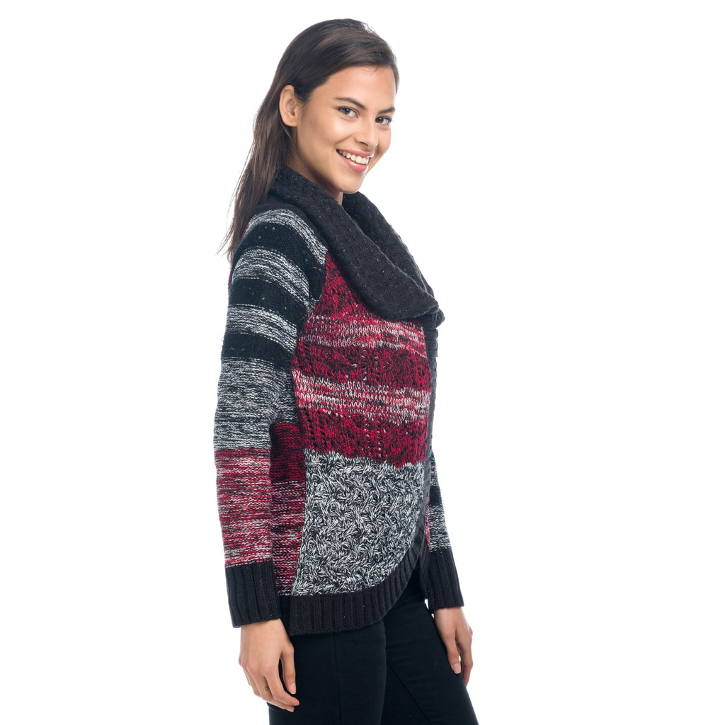 Chaqueta de Punto Jacquard Mujer Cuello Solapa y Cremallera – Koroshi 1822TR37