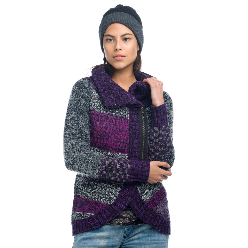 Chaqueta de Punto Jacquard Mujer Cuello Solapa y Cremallera – Koroshi 1822TR37