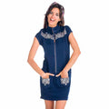 Vestido Denim Mujer Lentejuelas Cuello Alto Cremallera – Koroshi Azul Oscuro