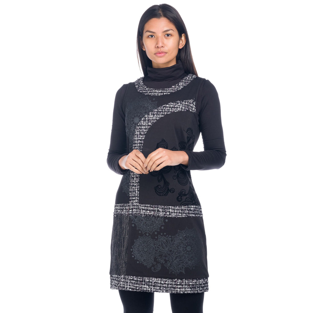 Vestido Pichi Mujer Estampado Fantasía Sin Mangas – Koroshi Negro