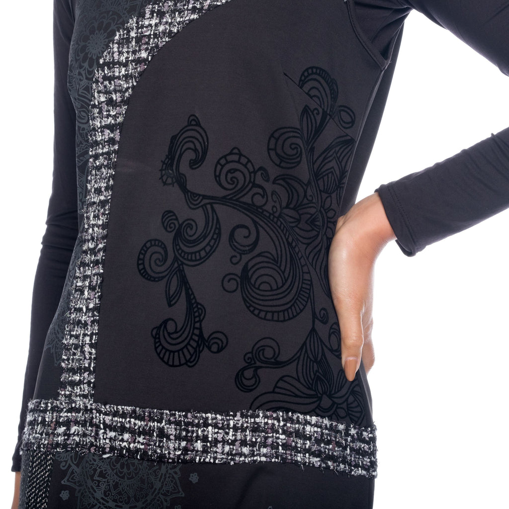 Vestido Pichi Mujer Estampado Fantasía Sin Mangas – Koroshi Negro