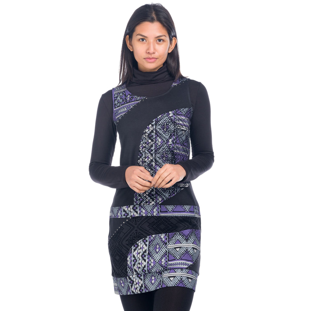 Vestido Mujer Sin Mangas Estampado Étnico Combinado – Koroshi 1822VS21