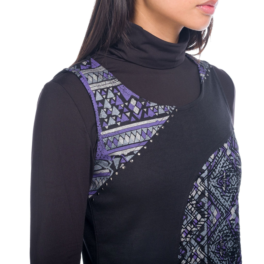 Vestido Mujer Sin Mangas Estampado Étnico Combinado – Koroshi 1822VS21