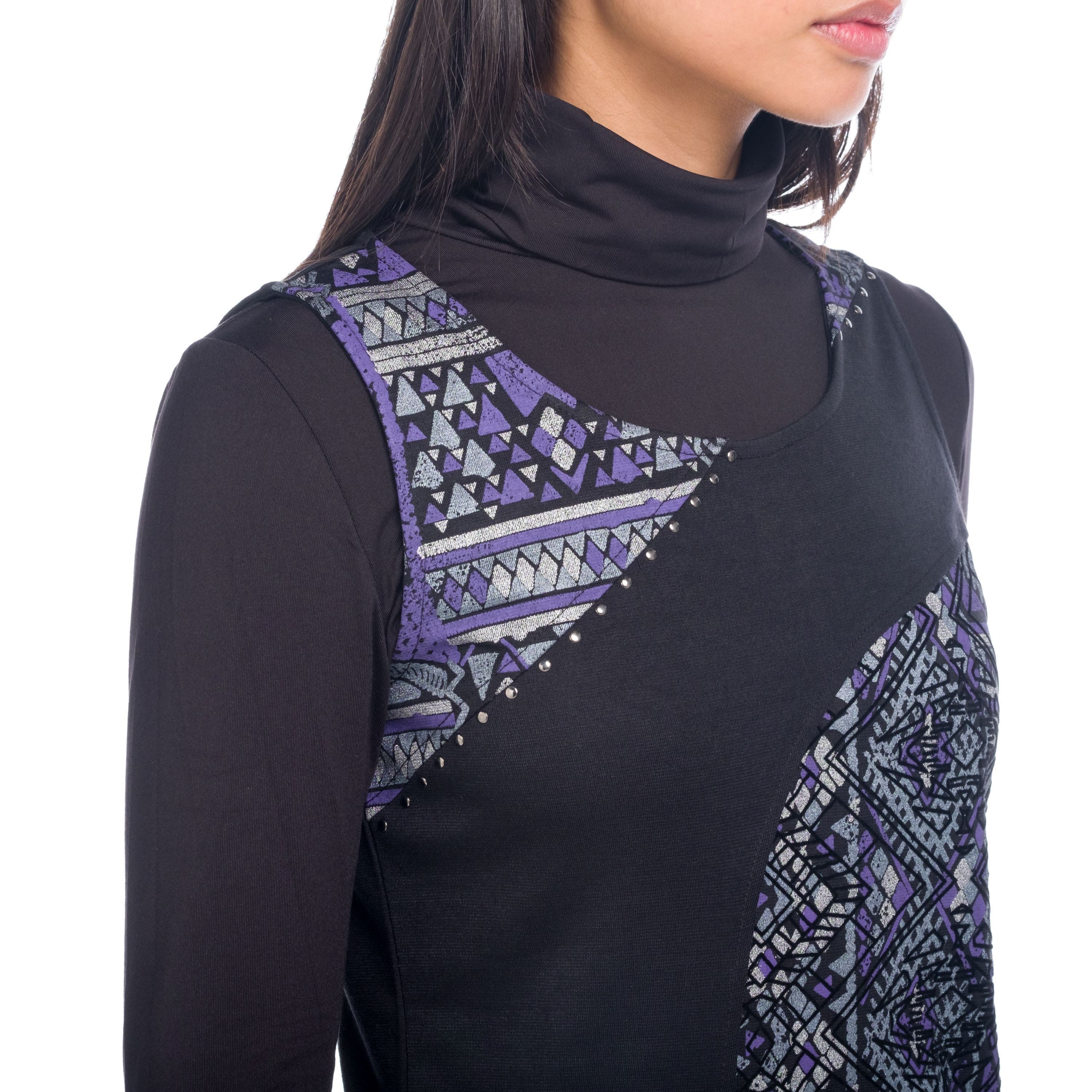 Vestido Mujer Sin Mangas Estampado Étnico Combinado – Koroshi 1822VS21