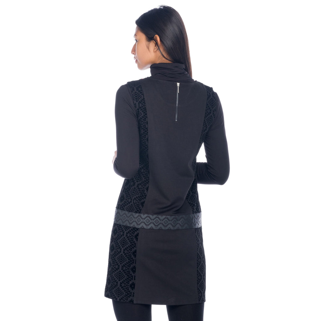 Vestido Mujer Sin Mangas Punto Roma Estampado Azteca – Koroshi 1822VS22