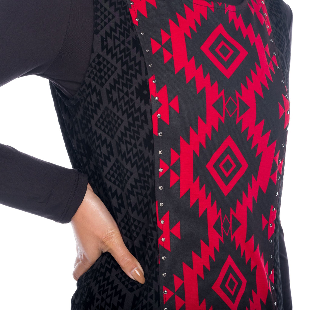 Vestido Mujer Sin Mangas Punto Roma Estampado Azteca – Koroshi 1822VS22
