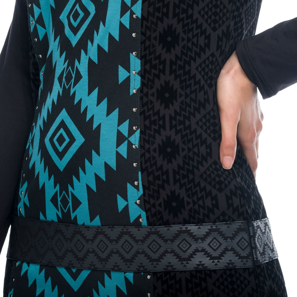 Vestido Mujer Sin Mangas Punto Roma Estampado Azteca – Koroshi 1822VS22