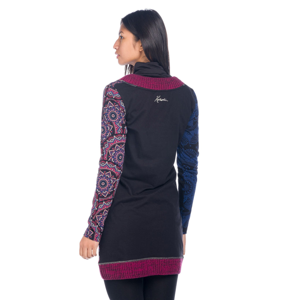 Vestido Punto Mujer Manga Larga Cuello Pico Mandalas – Koroshi 1822VS34