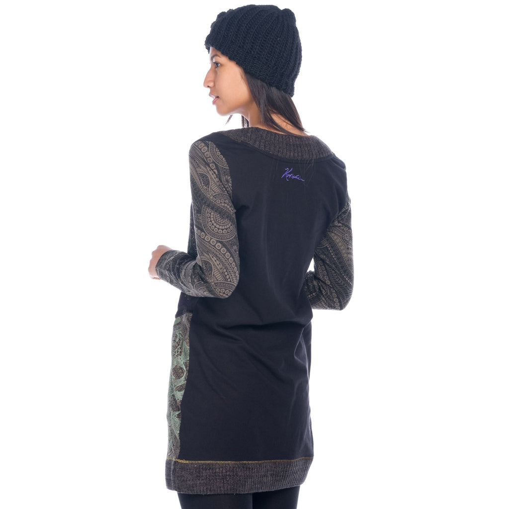 Vestido Corto Estampado Mujer Manga Larga Cuello Redondo – Koroshi Multicolor