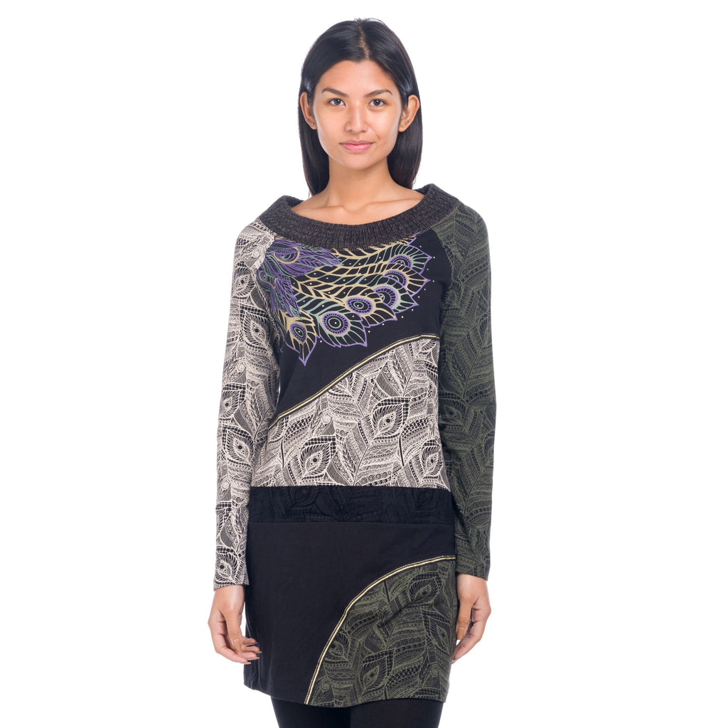 Vestido Corto Estampado Mujer Corte en Cadera Escote Redondo – Koroshi 1822VS37