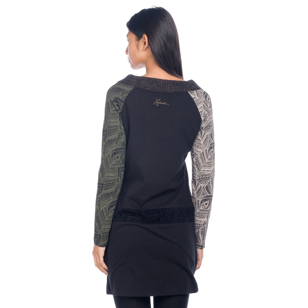 Vestido Corto Estampado Mujer Corte en Cadera Escote Redondo – Koroshi 1822VS37