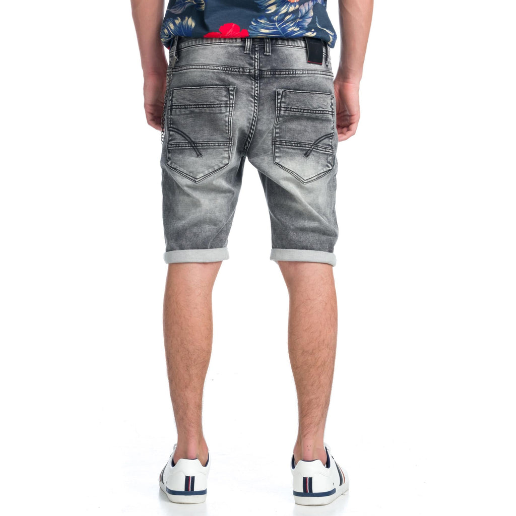 Bermuda Hombre Denim Slim Cadena Extraíble – Koroshi Negro