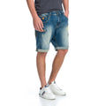 Bermuda Vaquera Hombre Stretch Desgastada Rotos – Koroshi Azul Medio