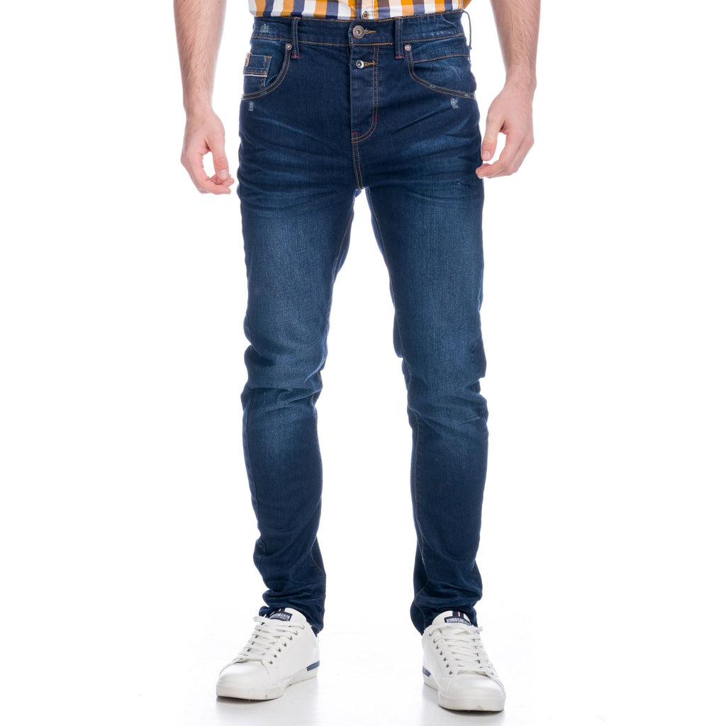 Vaquero Hombre Slim Low Rise Efecto Lavado – Koroshi Azul Medio