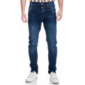 Vaquero Hombre Slim Low Rise Efecto Lavado – Koroshi Azul Medio