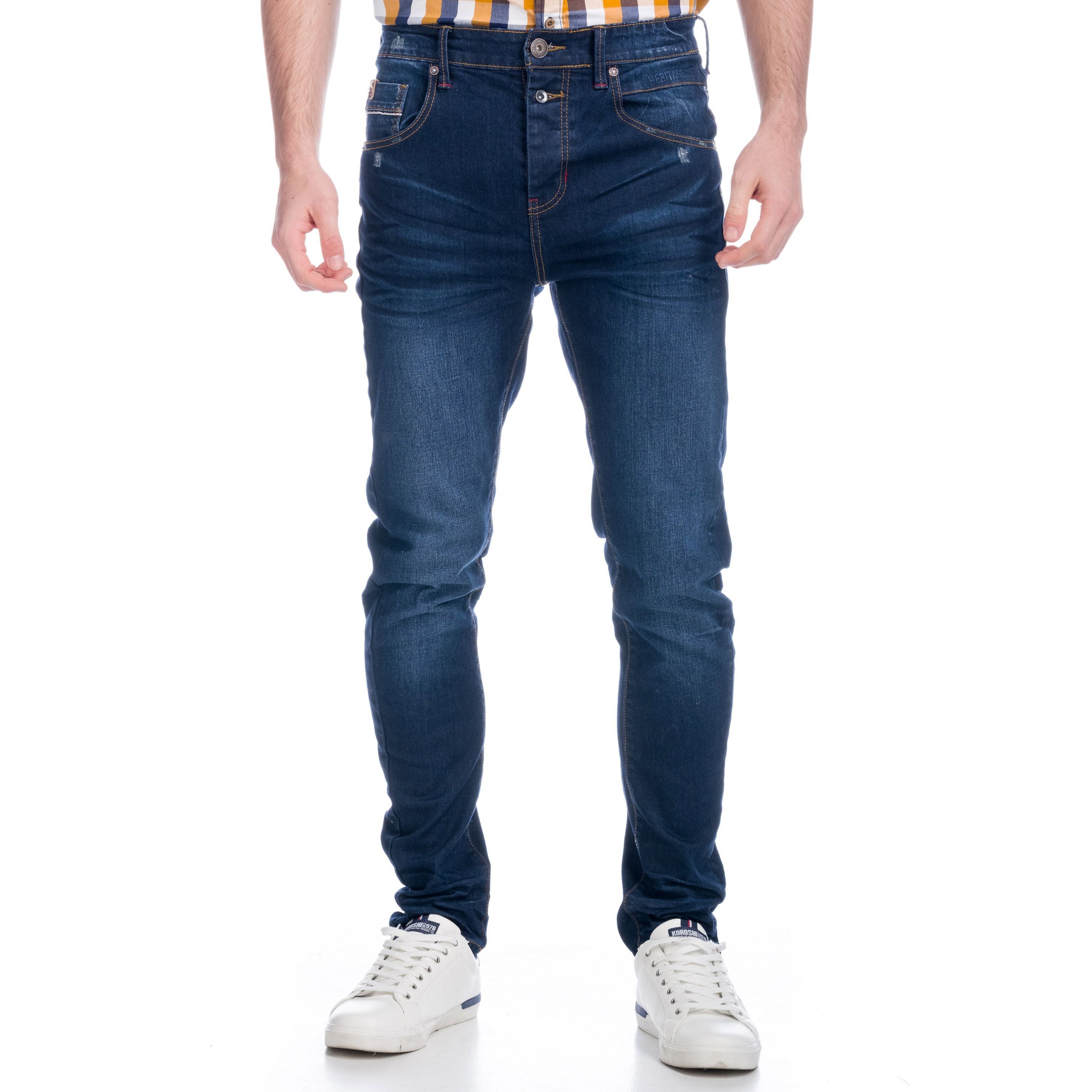 Vaquero Hombre Slim Low Rise Efecto Lavado – Koroshi Azul Medio