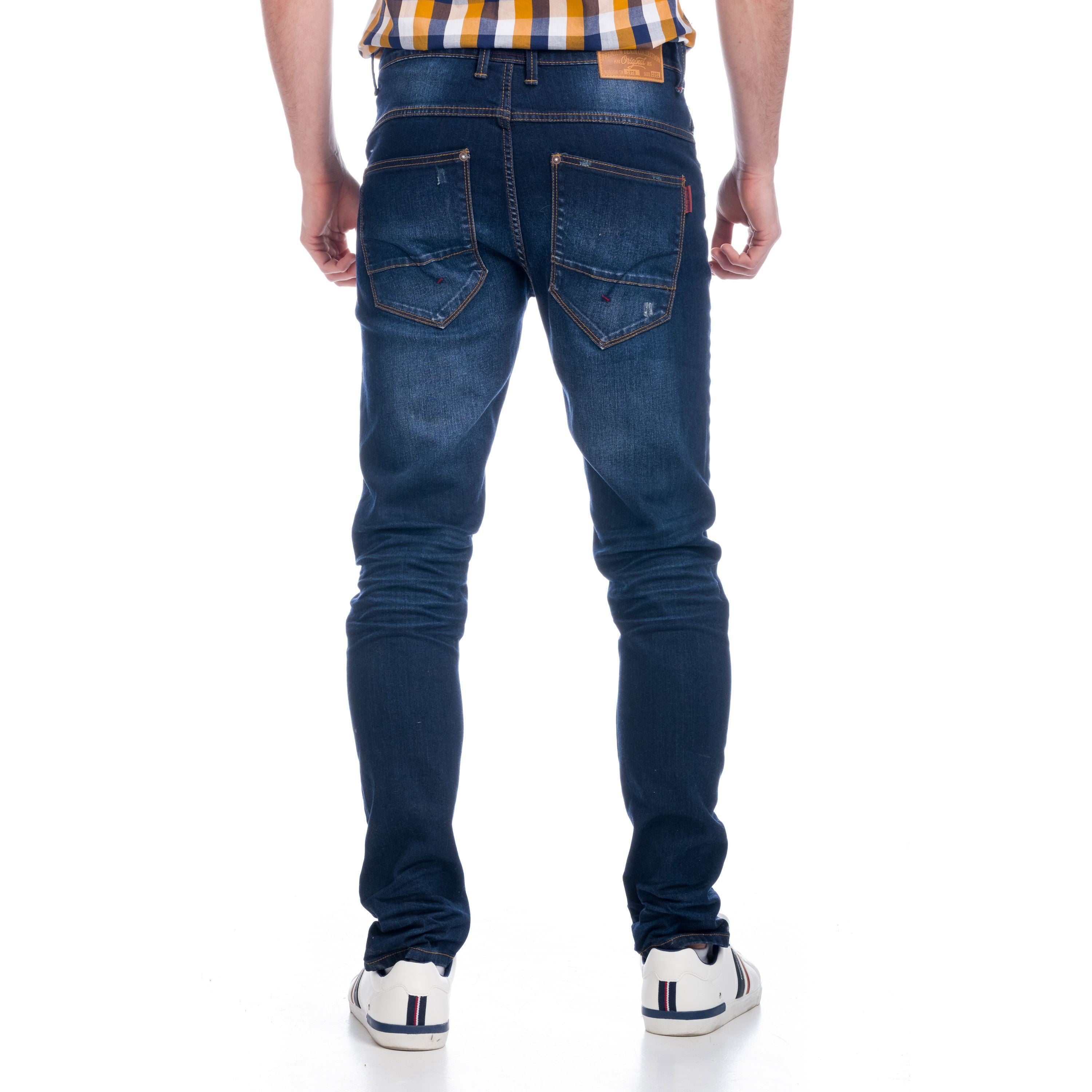 Vaquero Hombre Slim Low Rise Efecto Lavado – Koroshi Azul Medio