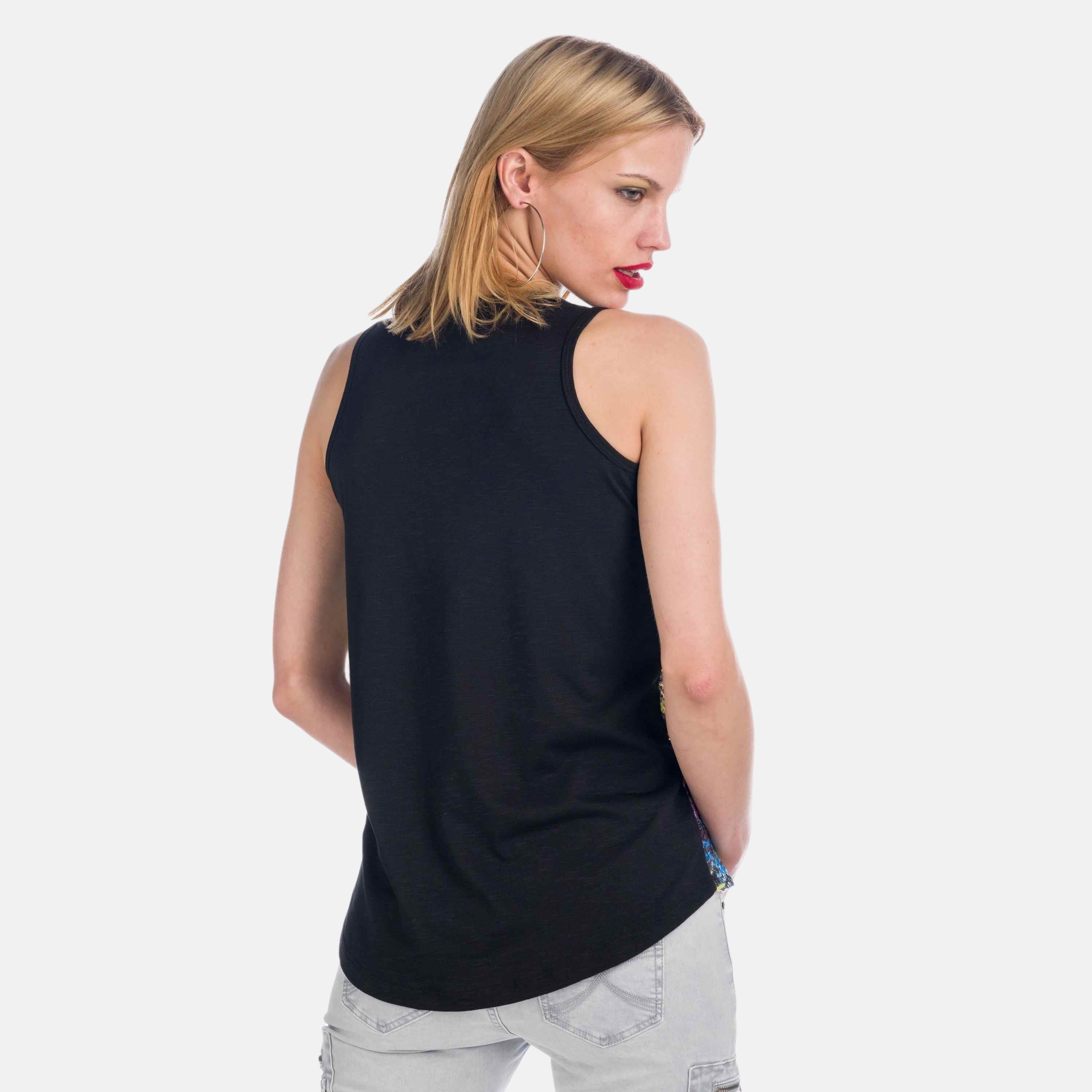 Top Sin Mangas Mujer Lentejuelas Estampado Palmeras – Koroshi Multicolor