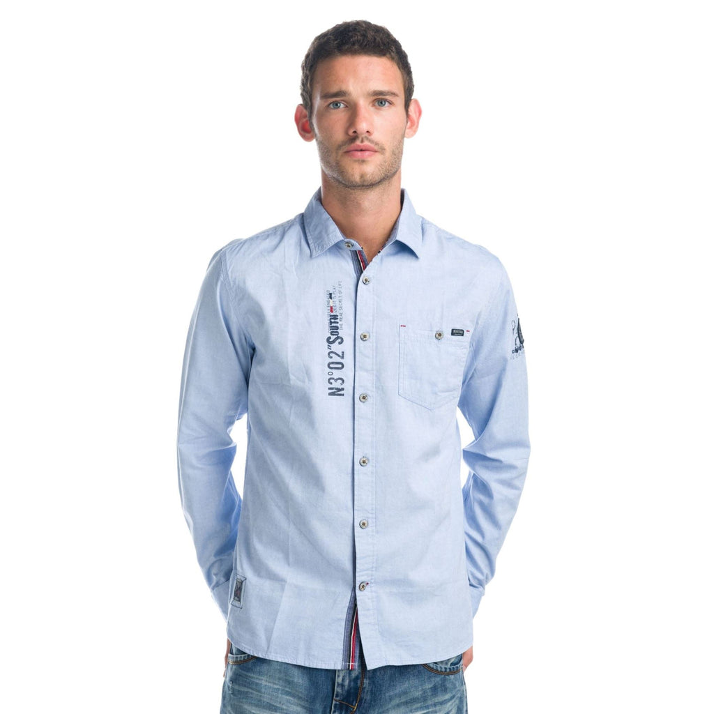 Camisa Hombre Manga Larga Oxford Estampado Texto – Koroshi 1921CL02