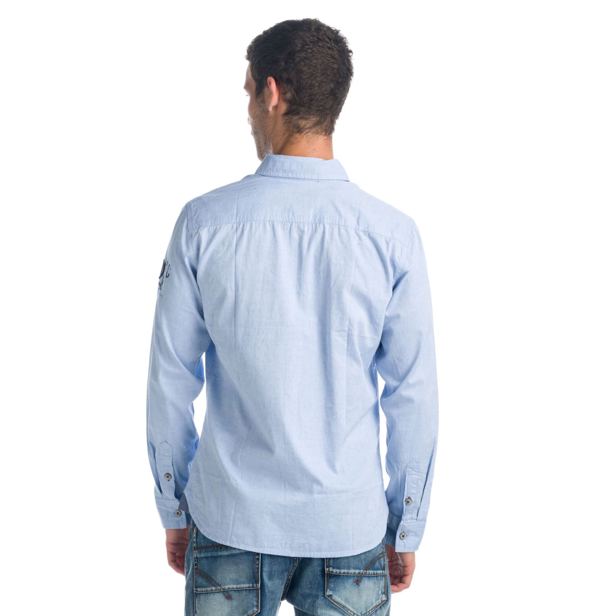 Camisa Hombre Manga Larga Oxford Estampado Texto – Koroshi 1921CL02