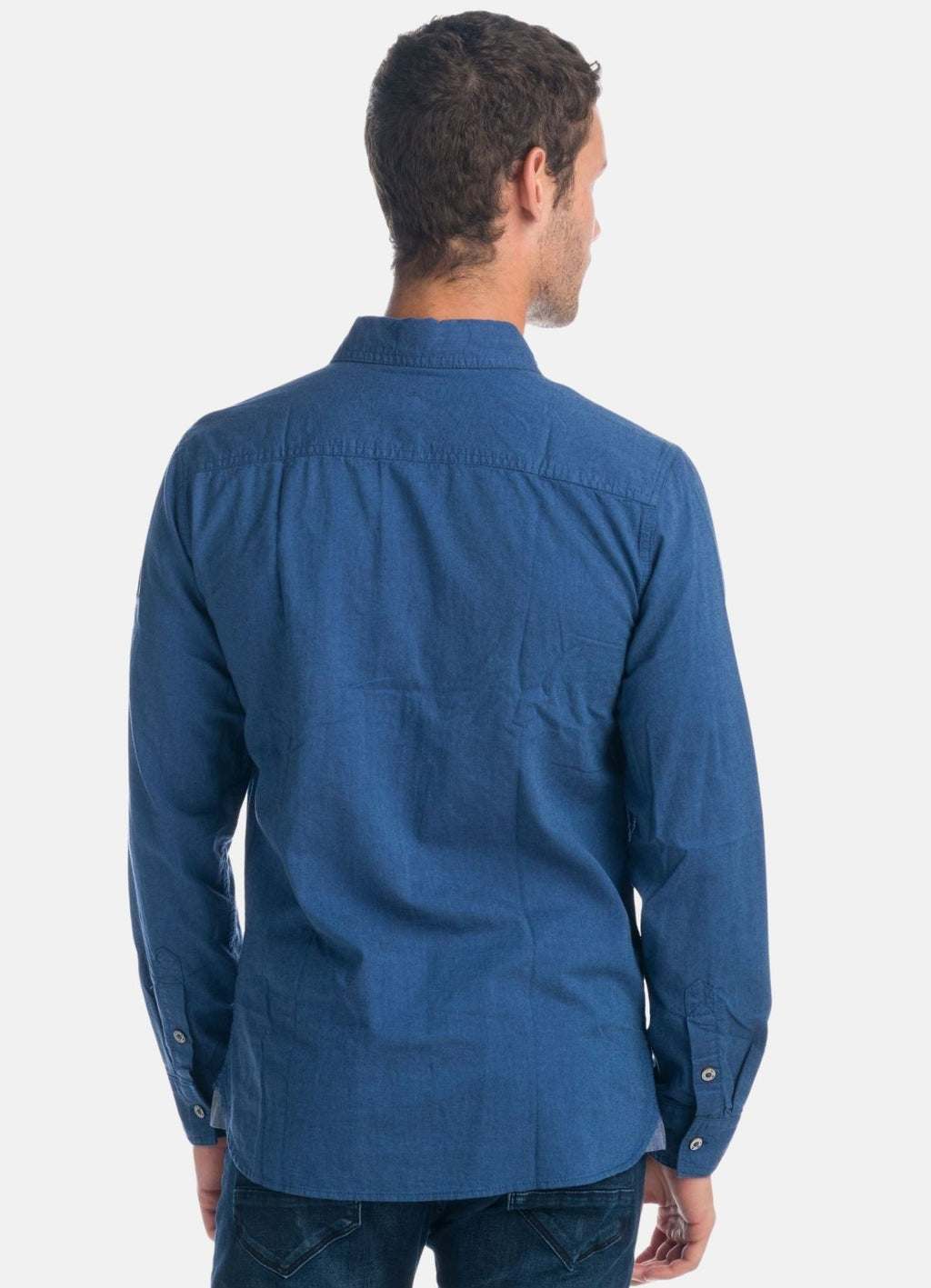 Camisa Hombre Manga Larga Oxford Estampado Texto – Koroshi 1921CL02