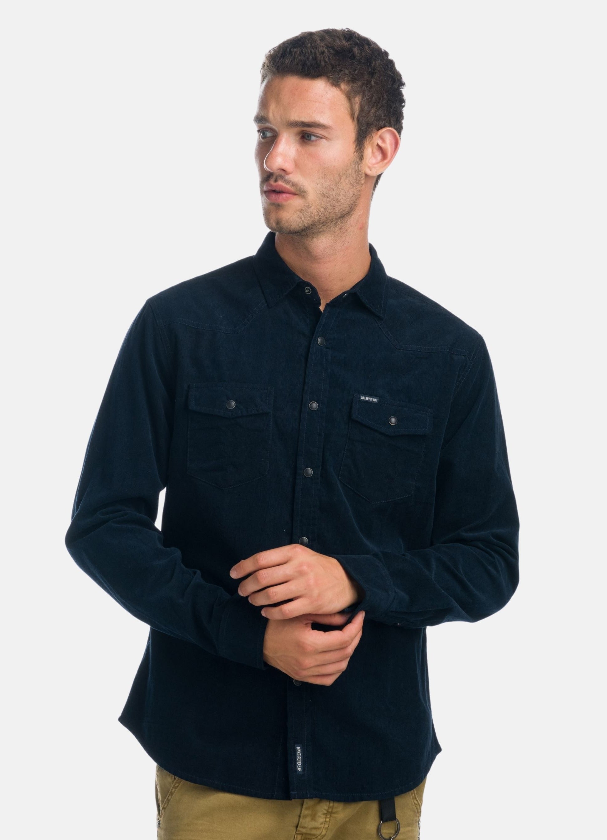 Camisa Hombre Manga Larga Micropana Navy – Koroshi